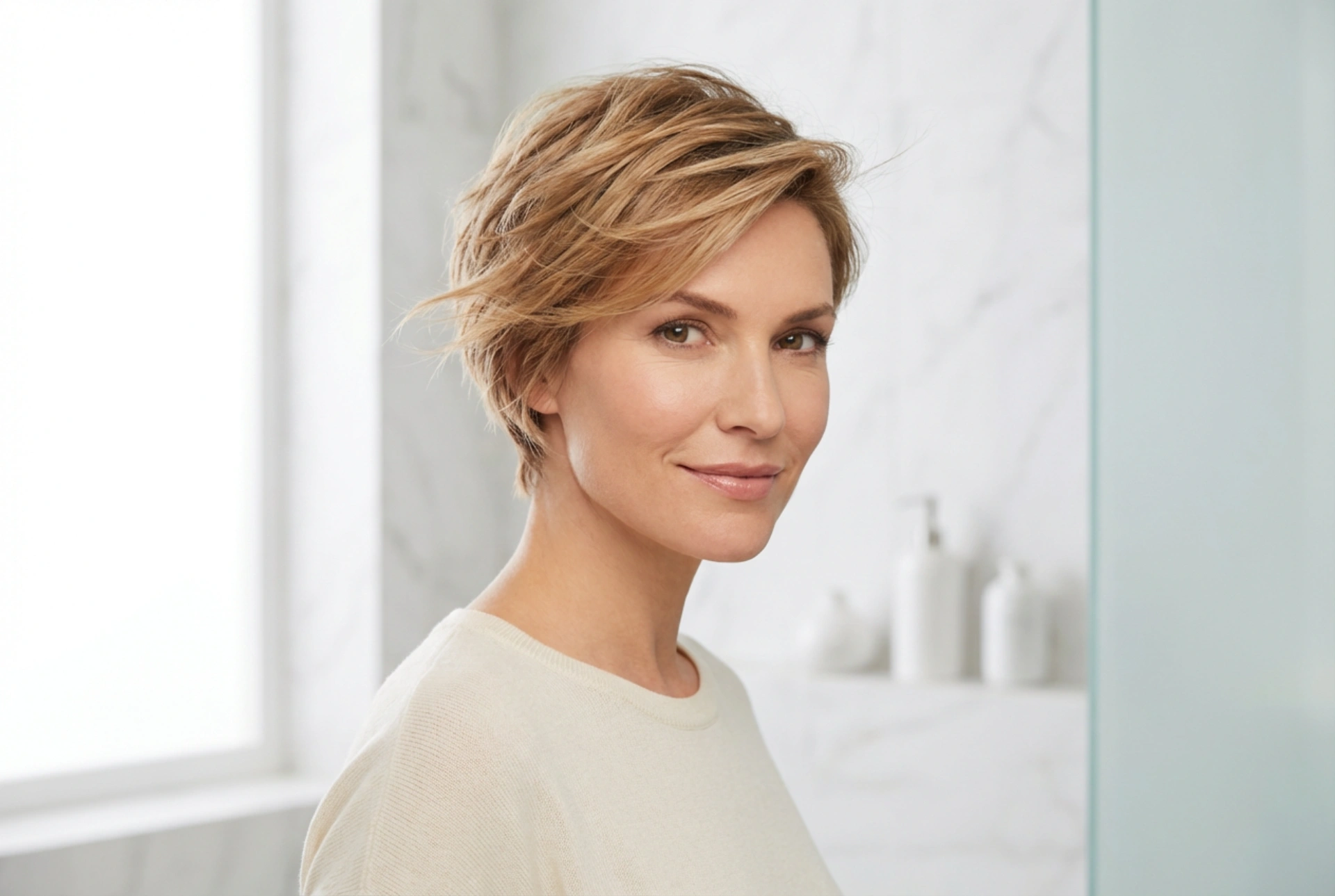 Ženska kratka pričeska: tekstura, volumen in mehak sijaj