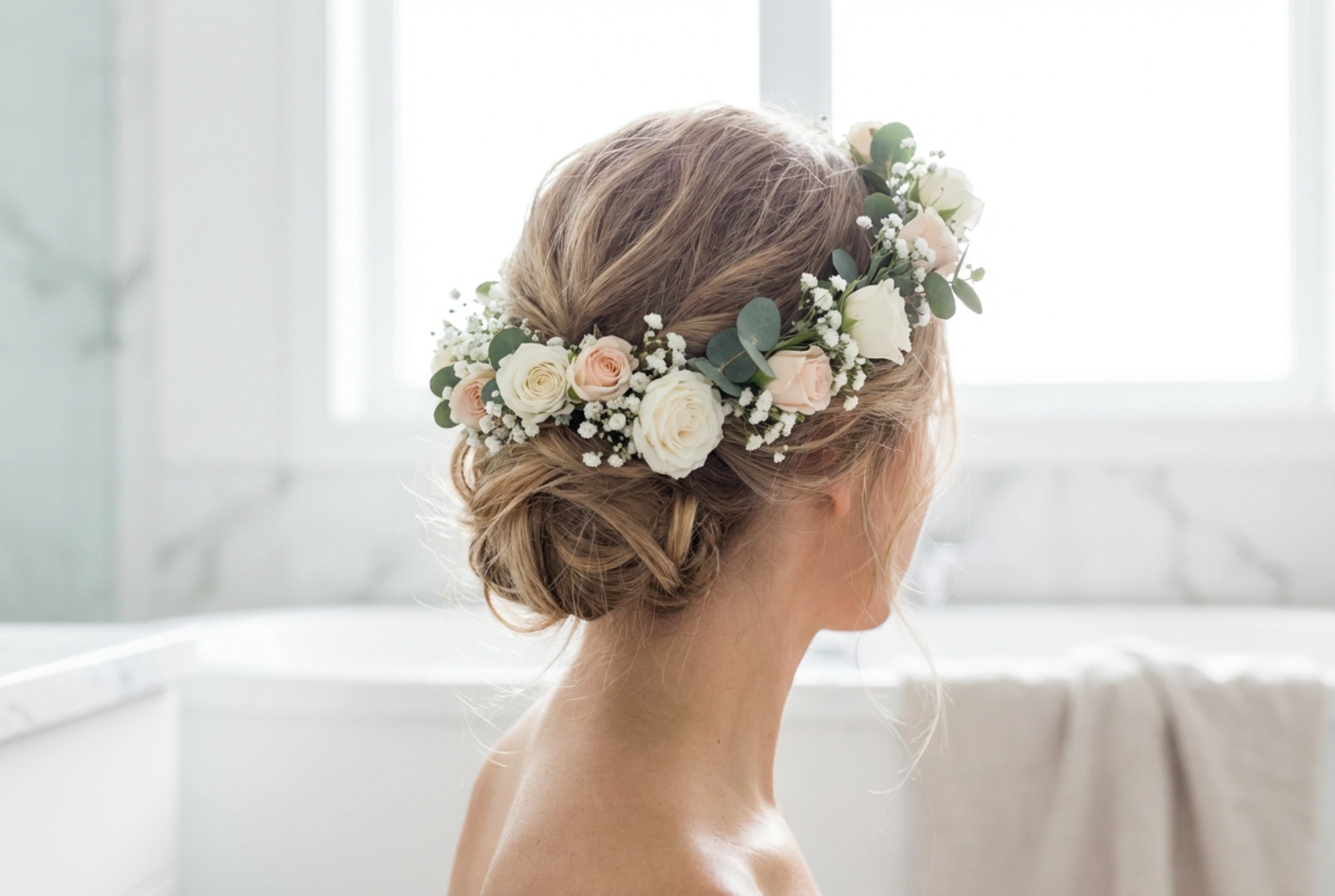 Romantične spete pričeske: pričeske z venčkom za poroko in poletje
