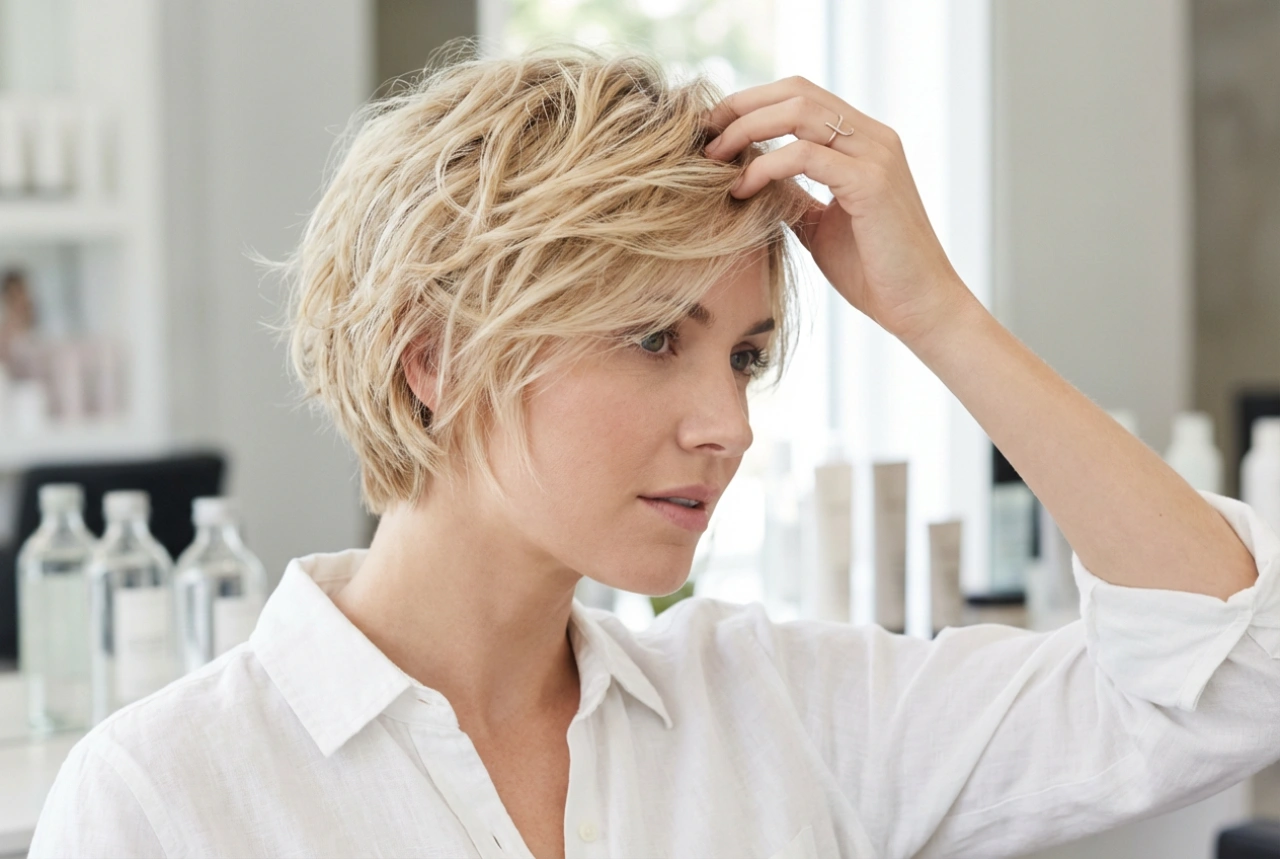 Oblikovanje kratkih las: volumen, tekstura in hiter zaključek