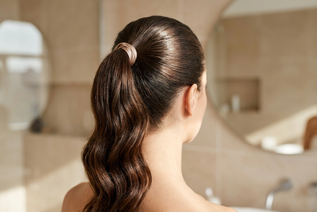 Hitra pričeska za zabavo: valovi, visok čop in moker videz