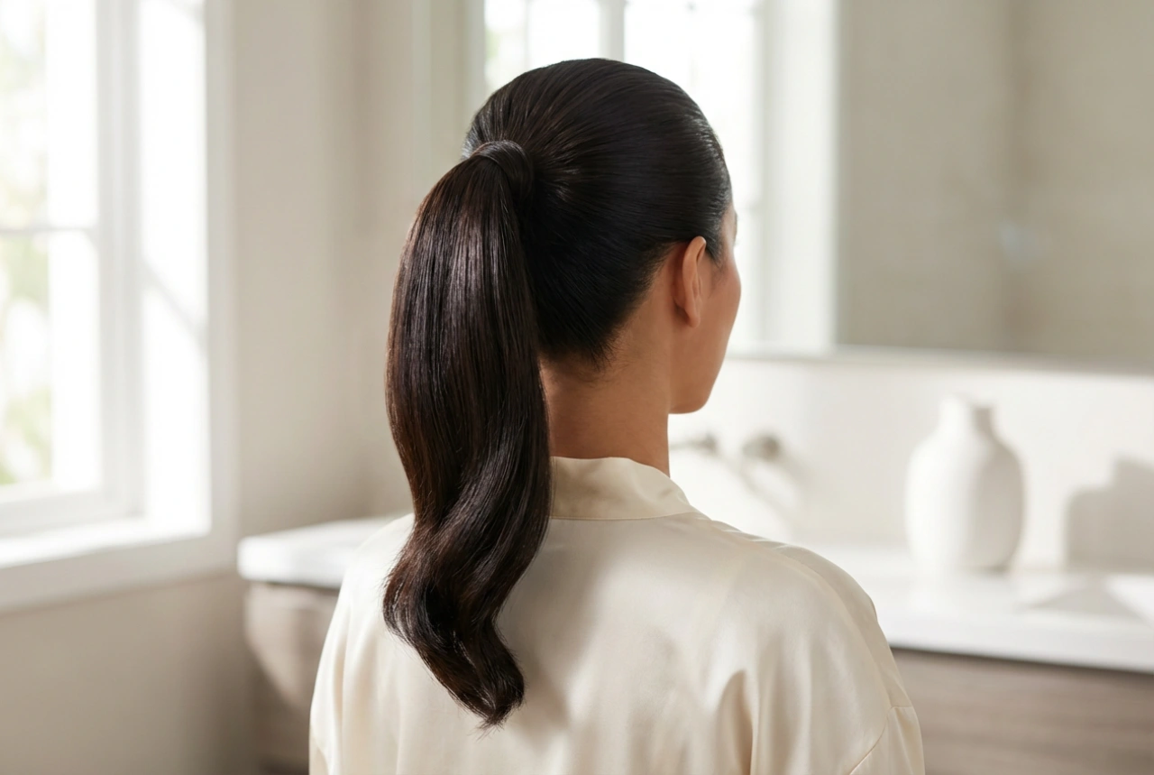 Eleganten visok čop korak za korakom: glajenje, volumen, utrjevanje