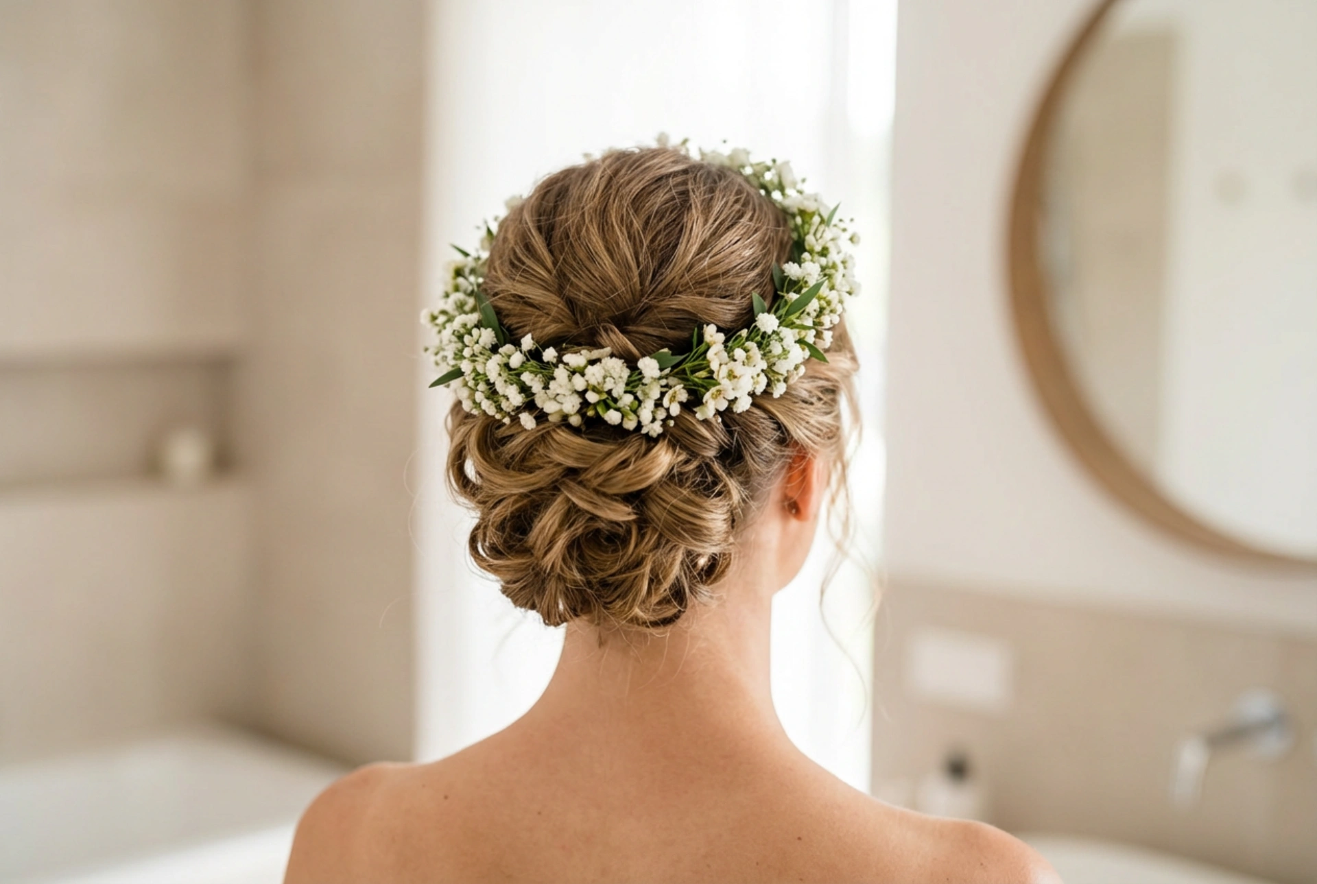 Poročna pričeska z venčkom: priprava las in stabilne pričeske