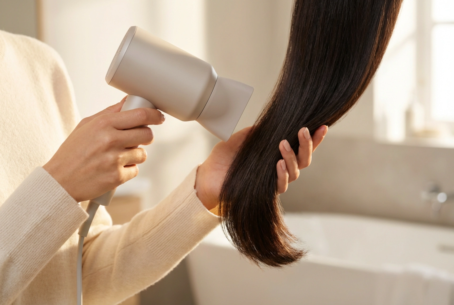 Majhen, a močan sušilnik za lase: učinkovito sušenje brez pregrevanja pramenov
