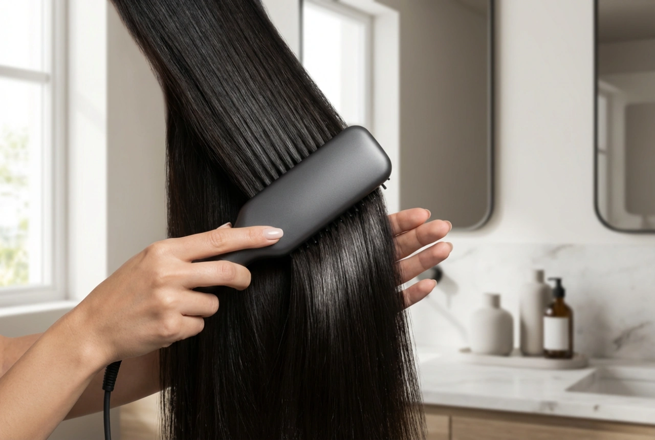 Krtača za sušenje in ravnanje las: ravni prameni že med sušenjem, nastavitve in tehnika