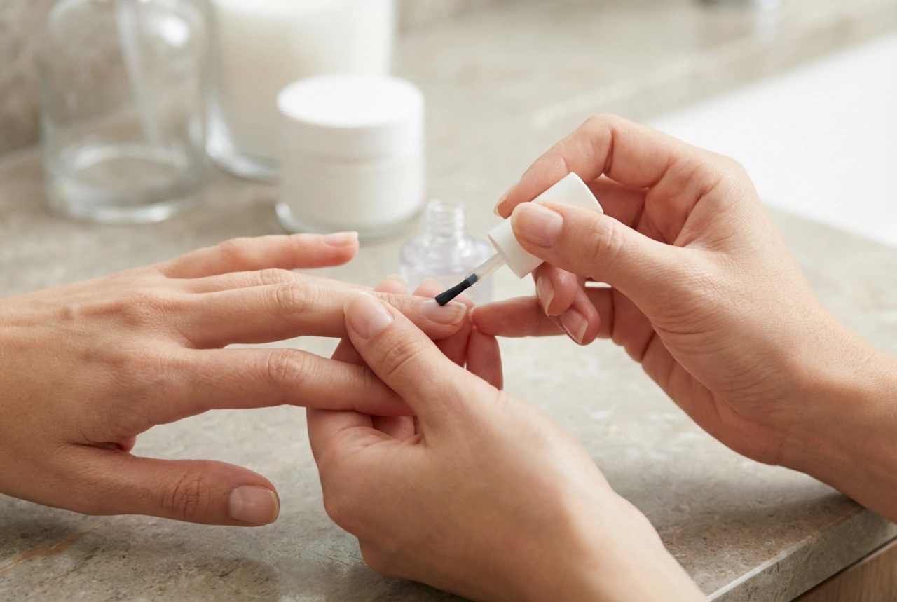 Hibridna manikura na naravnem nohtu: priprava, krepilna podlaga, nanos