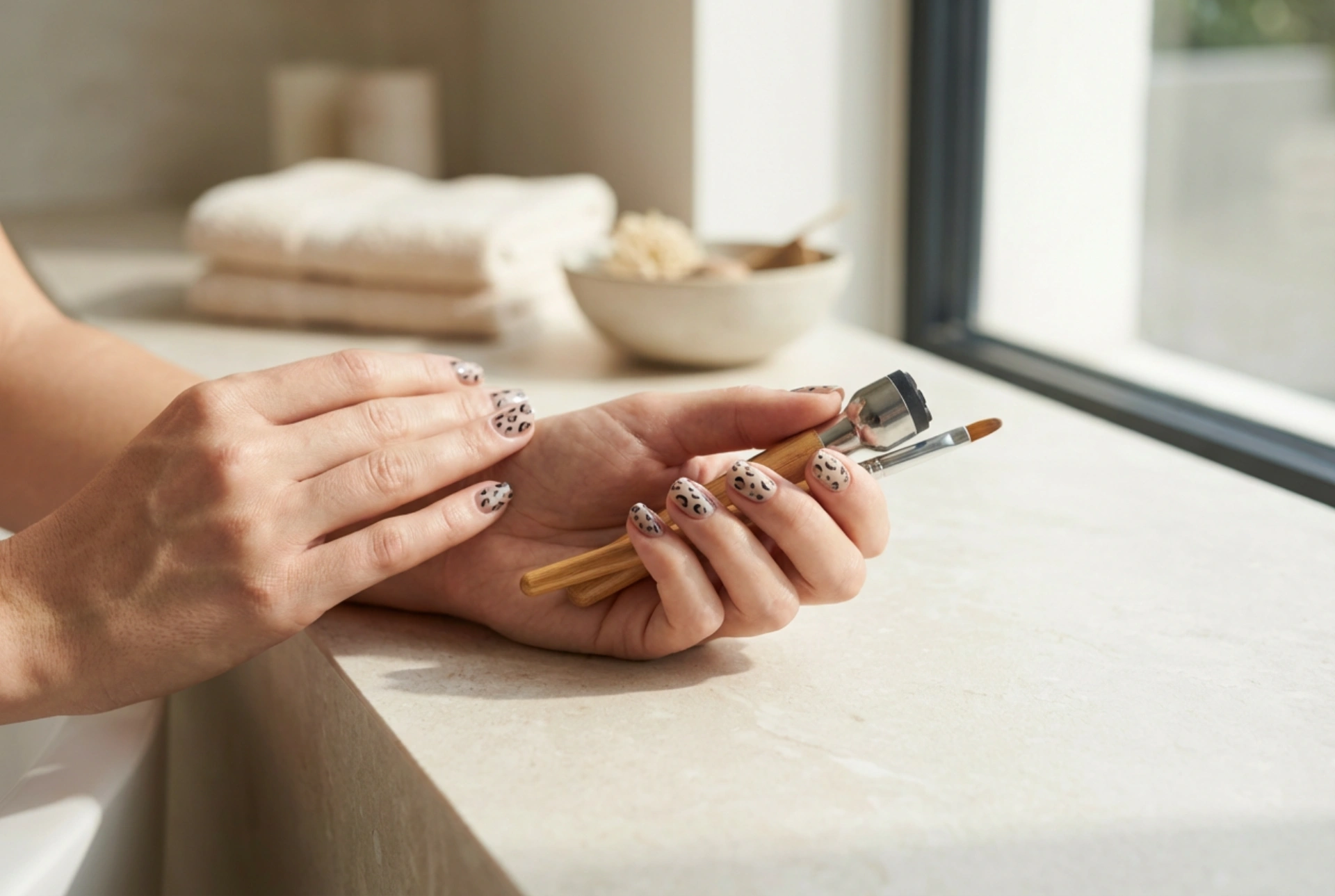 Leopardji vzorec na nohtih: hiter vodnik po korakih s čopičem in štampiljko