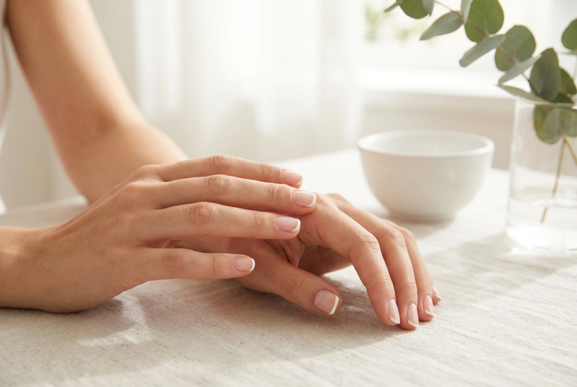 Francoska manikira na kratkih nohtih: optična podaljšava in tanka konica