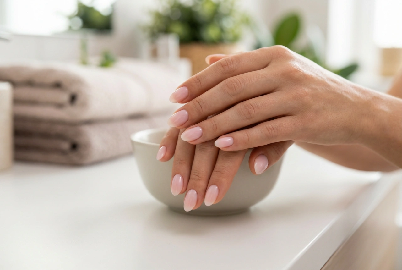 Nežni hibridni nohti: Polprosojni odtenki za naraven videz