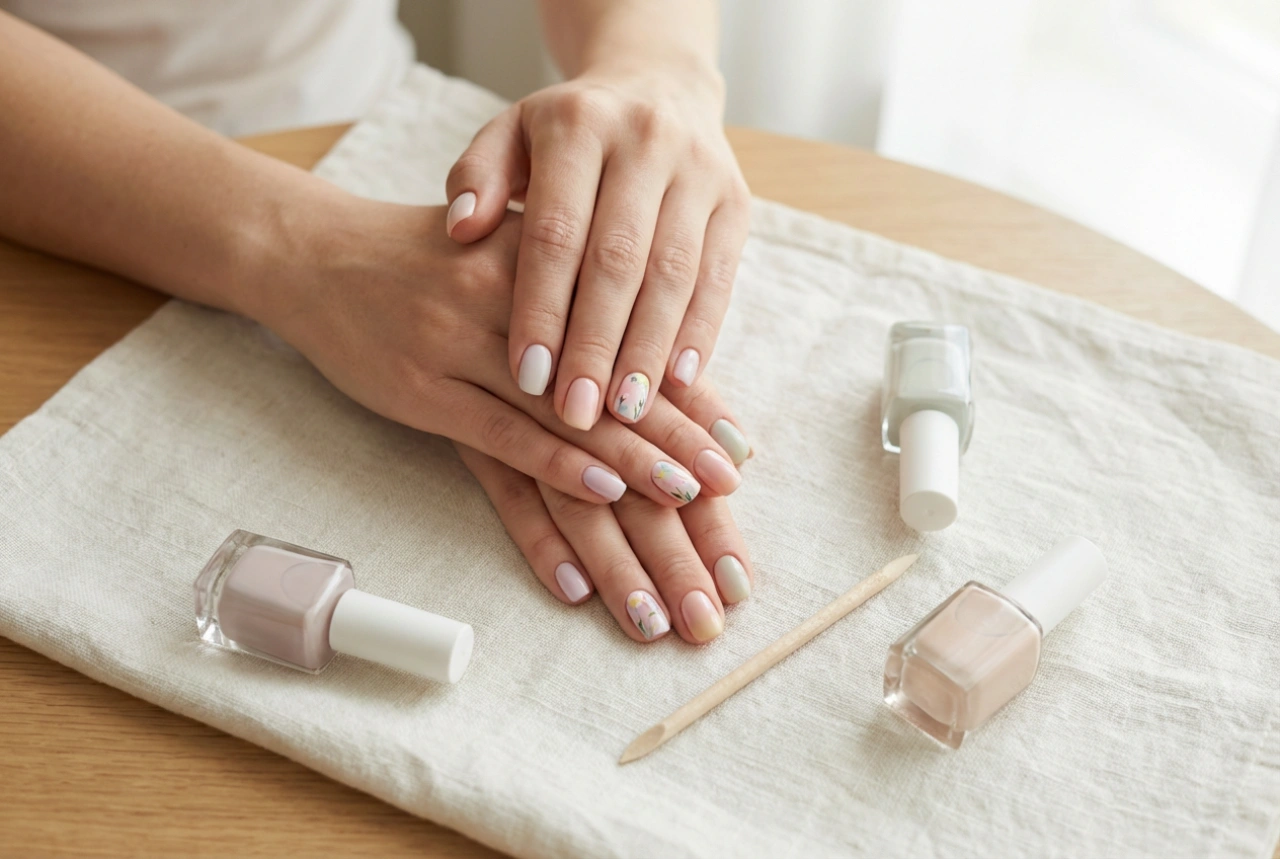 Spomladanski hibridni nohti: sveže barve, cvetlični poudarki in trendi