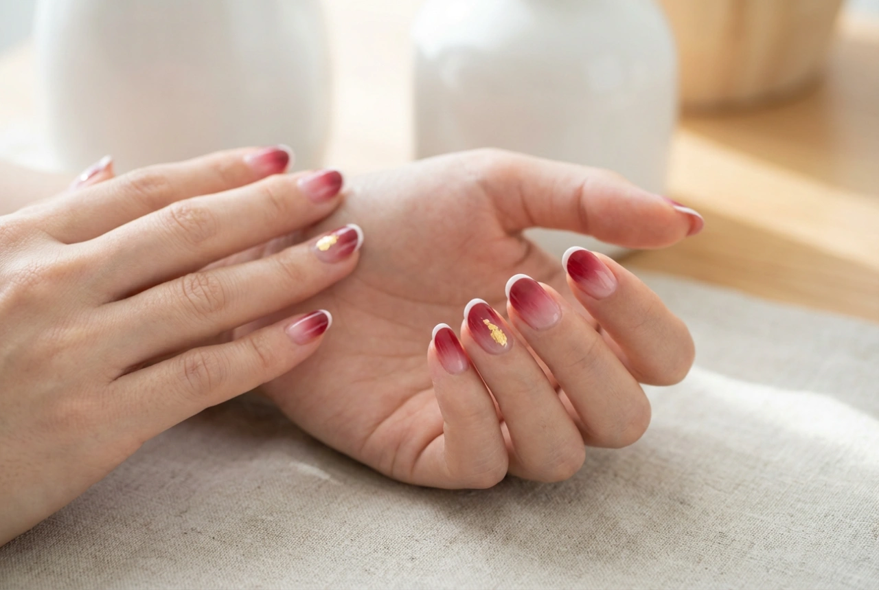 Rdeče-roza nohti: nežni prehodi, francoska manikira in poudarek na prstancu