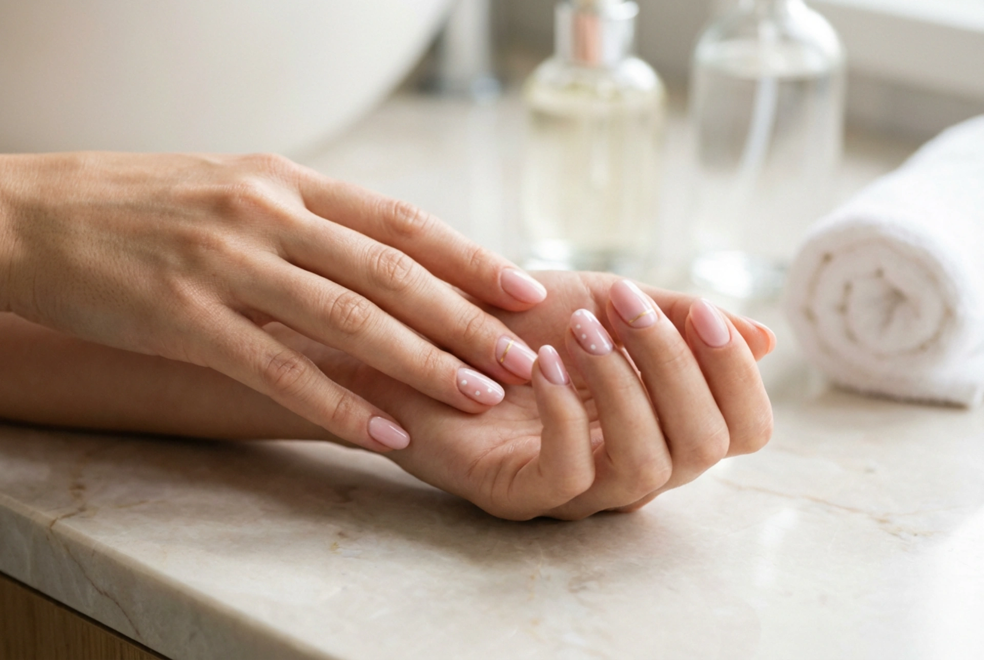 Rožnati hibridni nohti za vsak dan: enotna barva in nežne poslikave