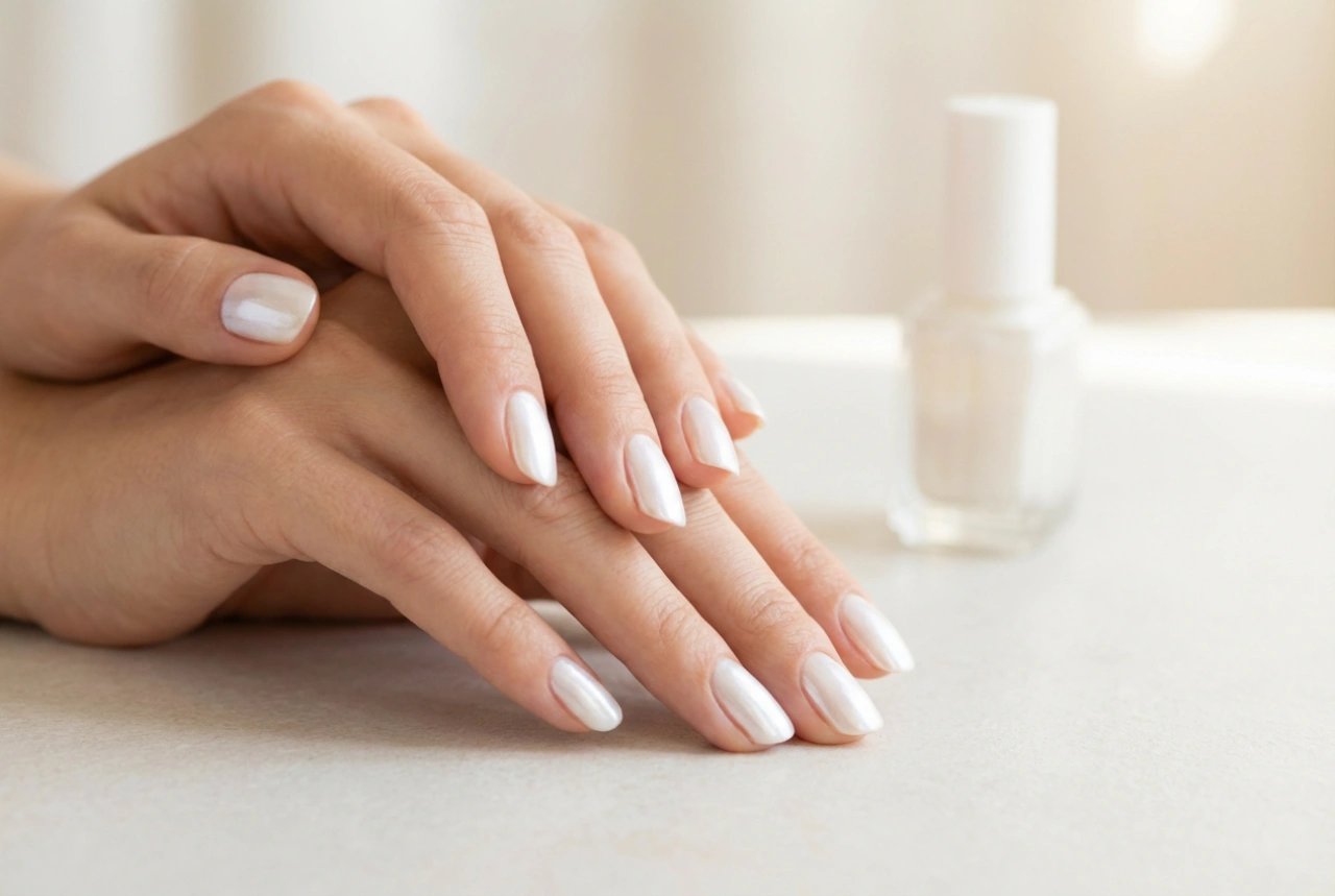 Biserno beli nohti: nanos bisernega laka brez prog