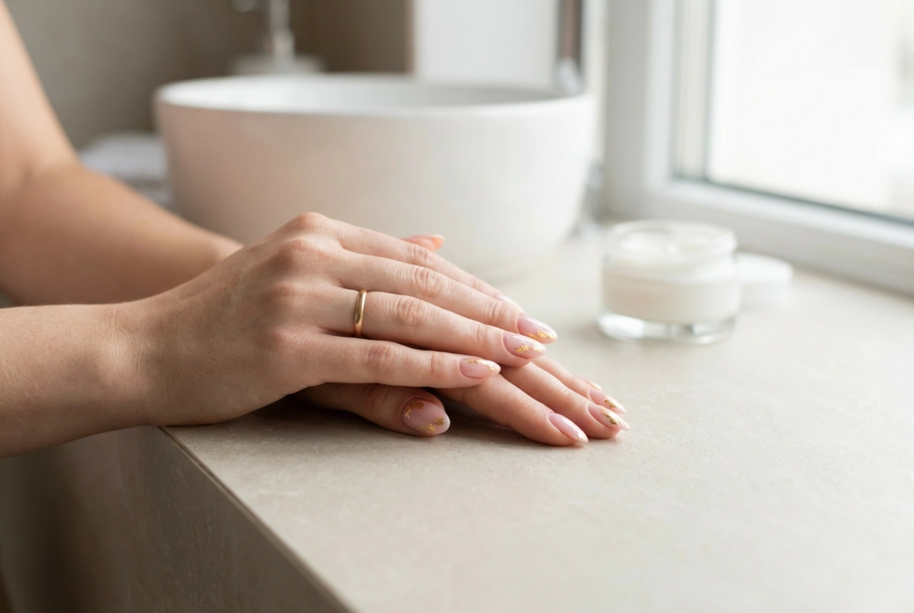 Roza nohti z zlatom: elegantni poudarki korak za korakom