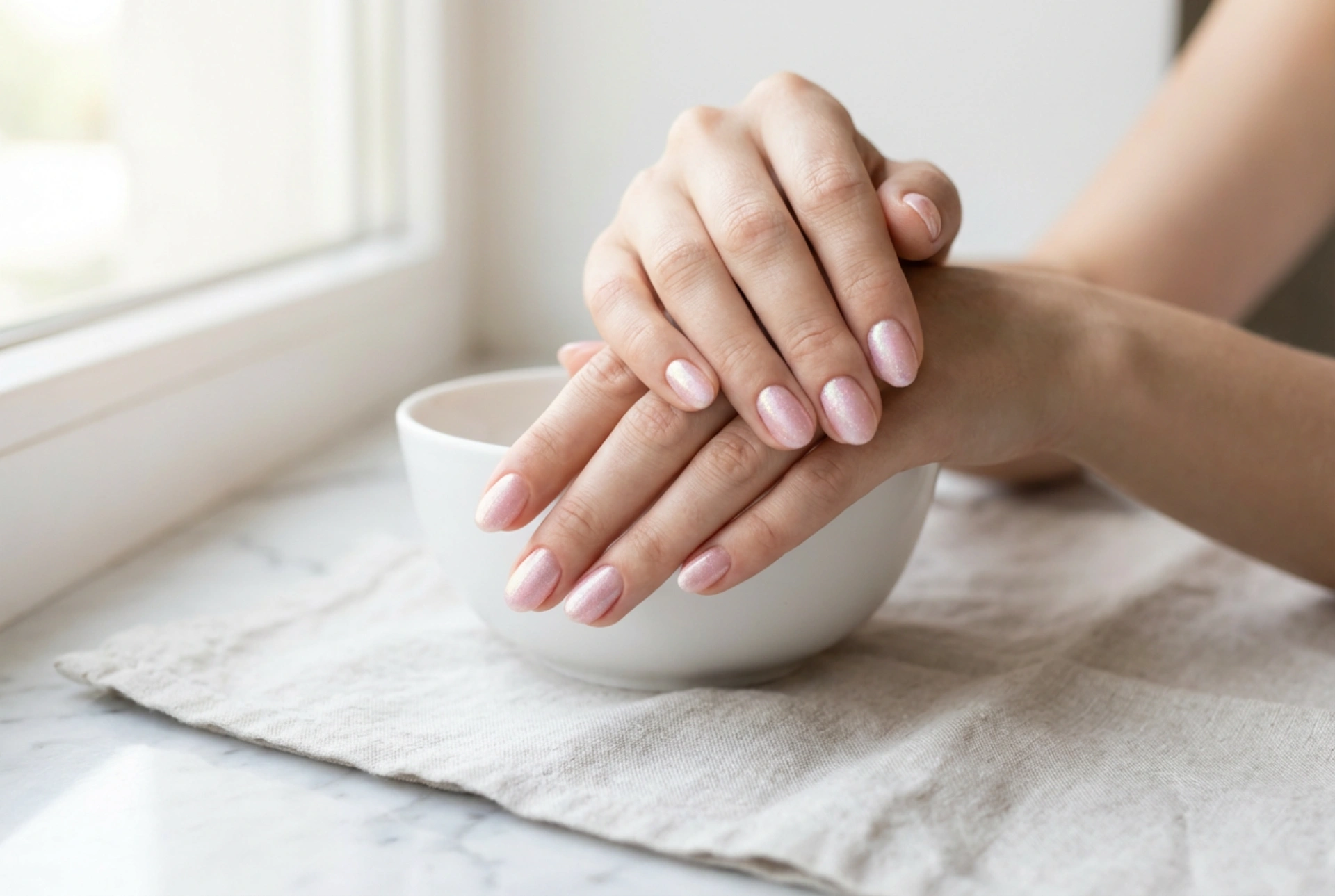 Učinek prahu na nohtih: Popolni rožnati nohti brez madežev