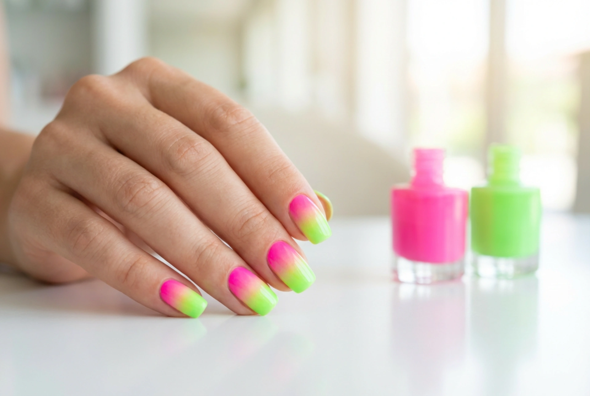 Kako narediti neonske ombre nohte: izbira barv in tehnika