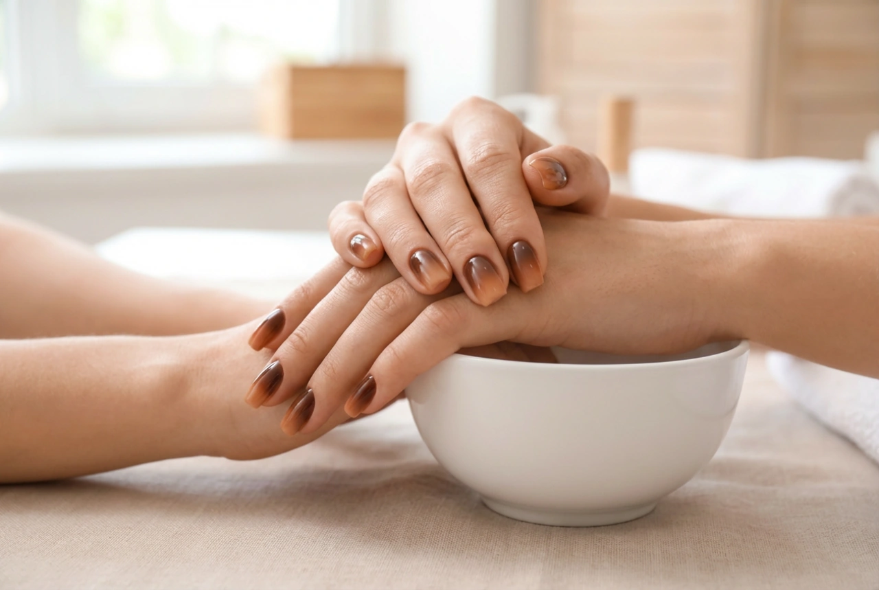 Jesenski rjavi ombre nohti: topli odtenki in senčenje