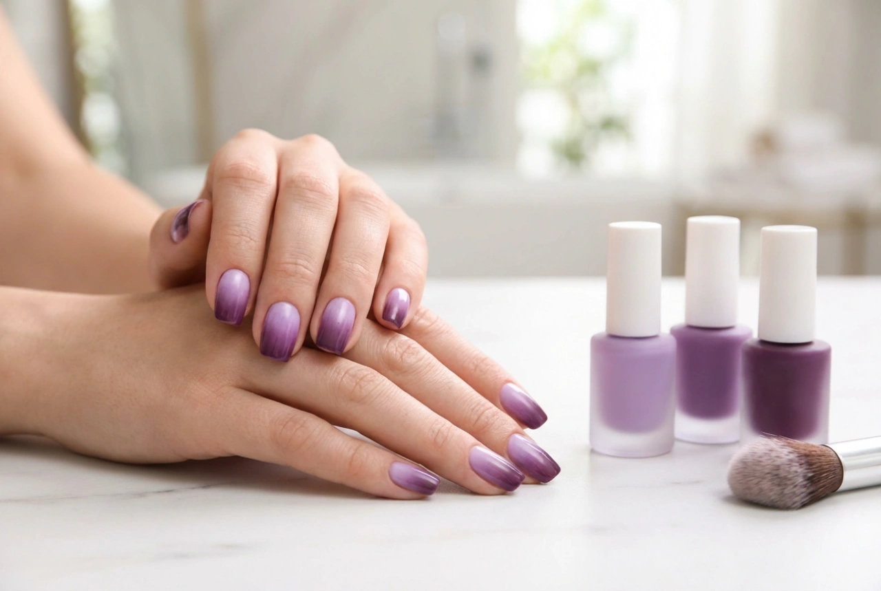 Vijolični ombre nohti korak za korakom: kako mešati odtenke