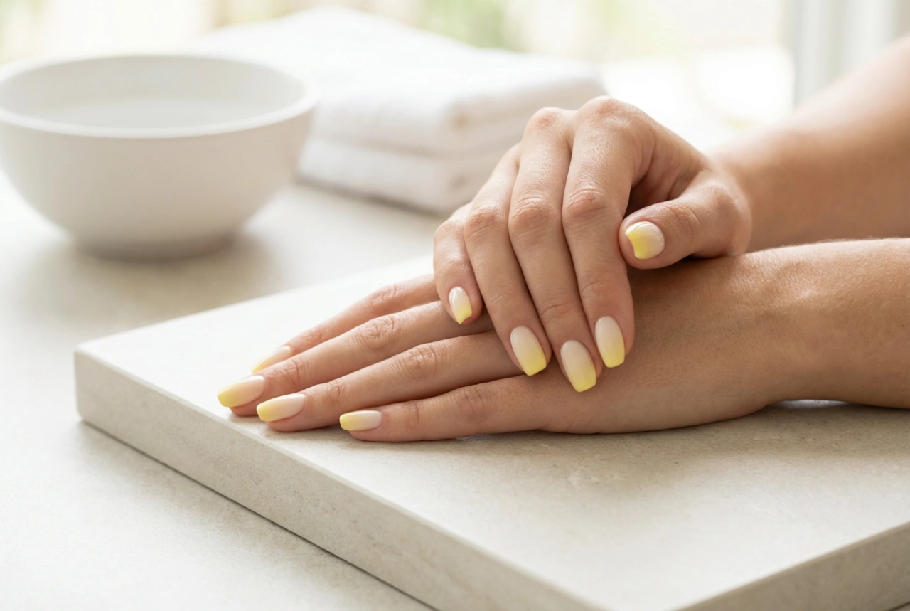 Rumeni ombre nohti: dobre osnove, senčenje in zaključevanje