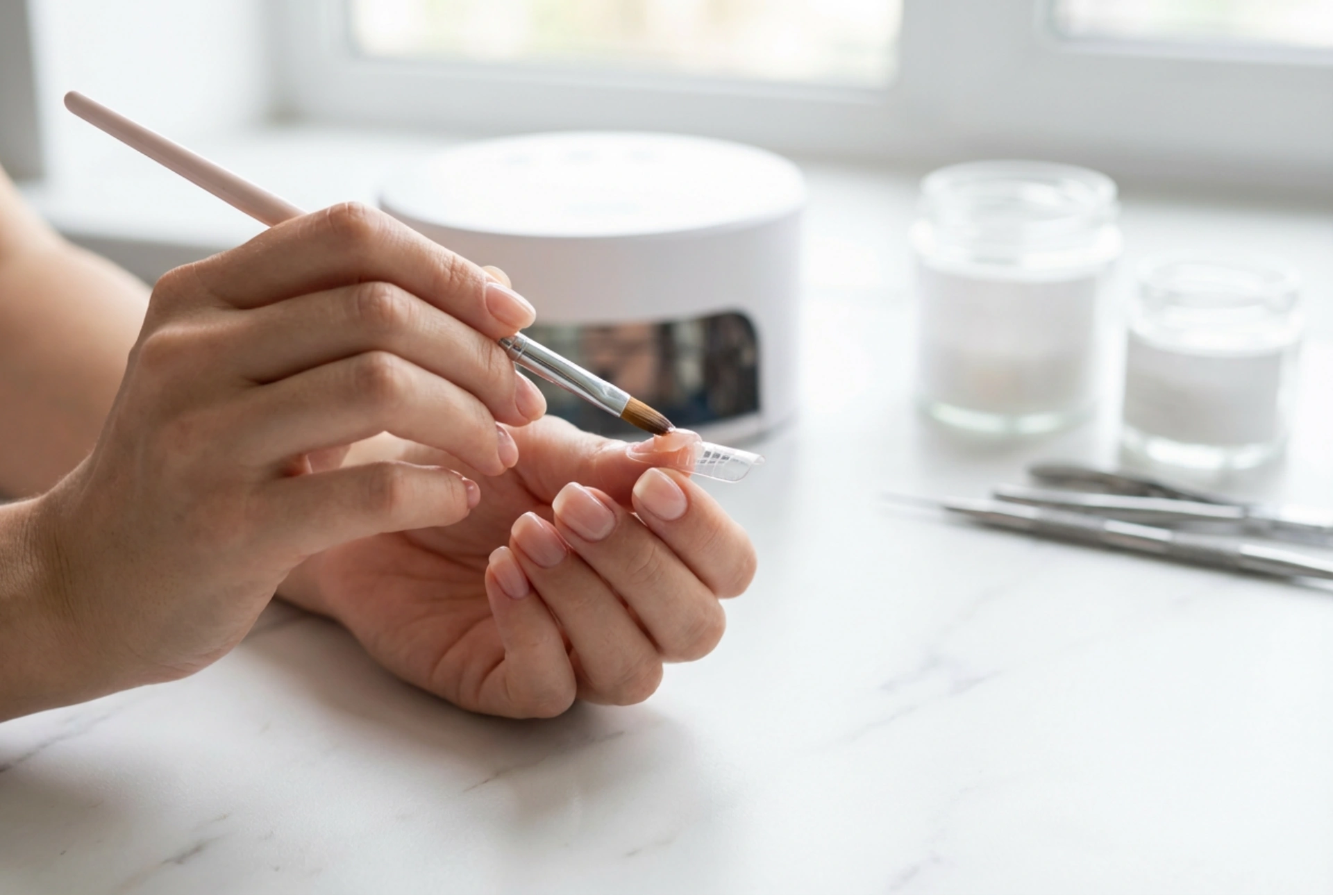 Gel za podaljševanje nohtov: vrste, nanos na šablono in utrjevanje