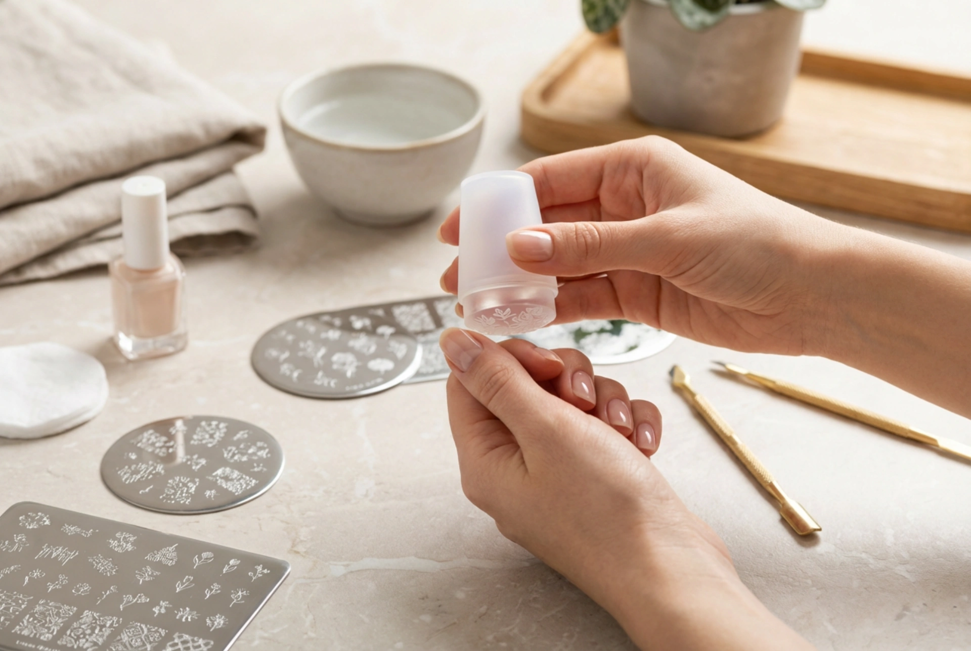 පියවරෙන් පියවර නියපොතු මුද්‍රා තැබීම (Nail Stamping): නිවැරදි තහඩු තේරීම, රටා මුද්‍රණය සහ කල්පැවැත්ම