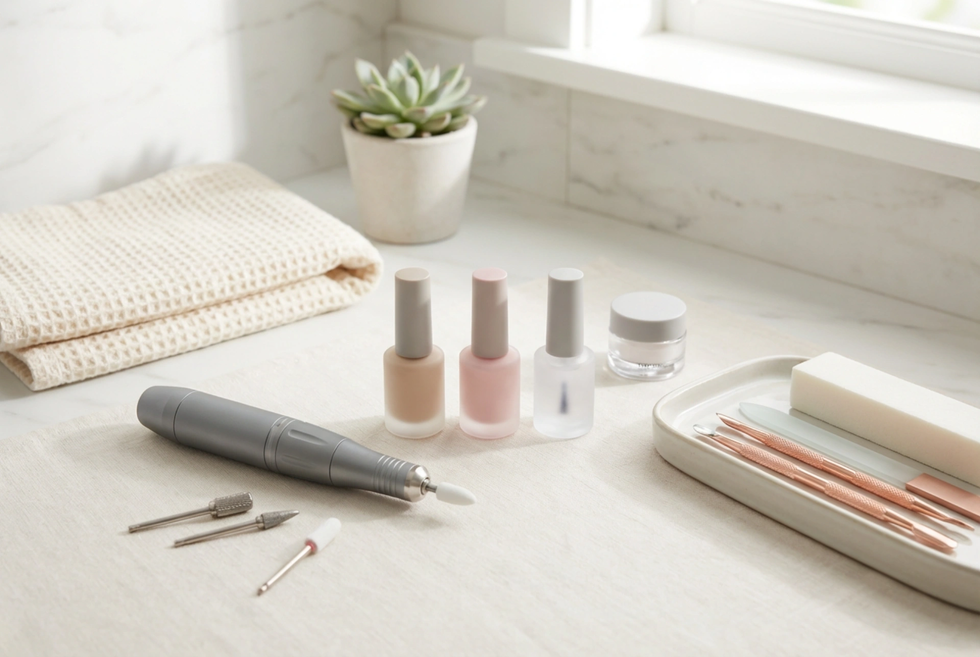 Set za hibridne nohte z brusilnikom: začetni komplet in ergonomija dela