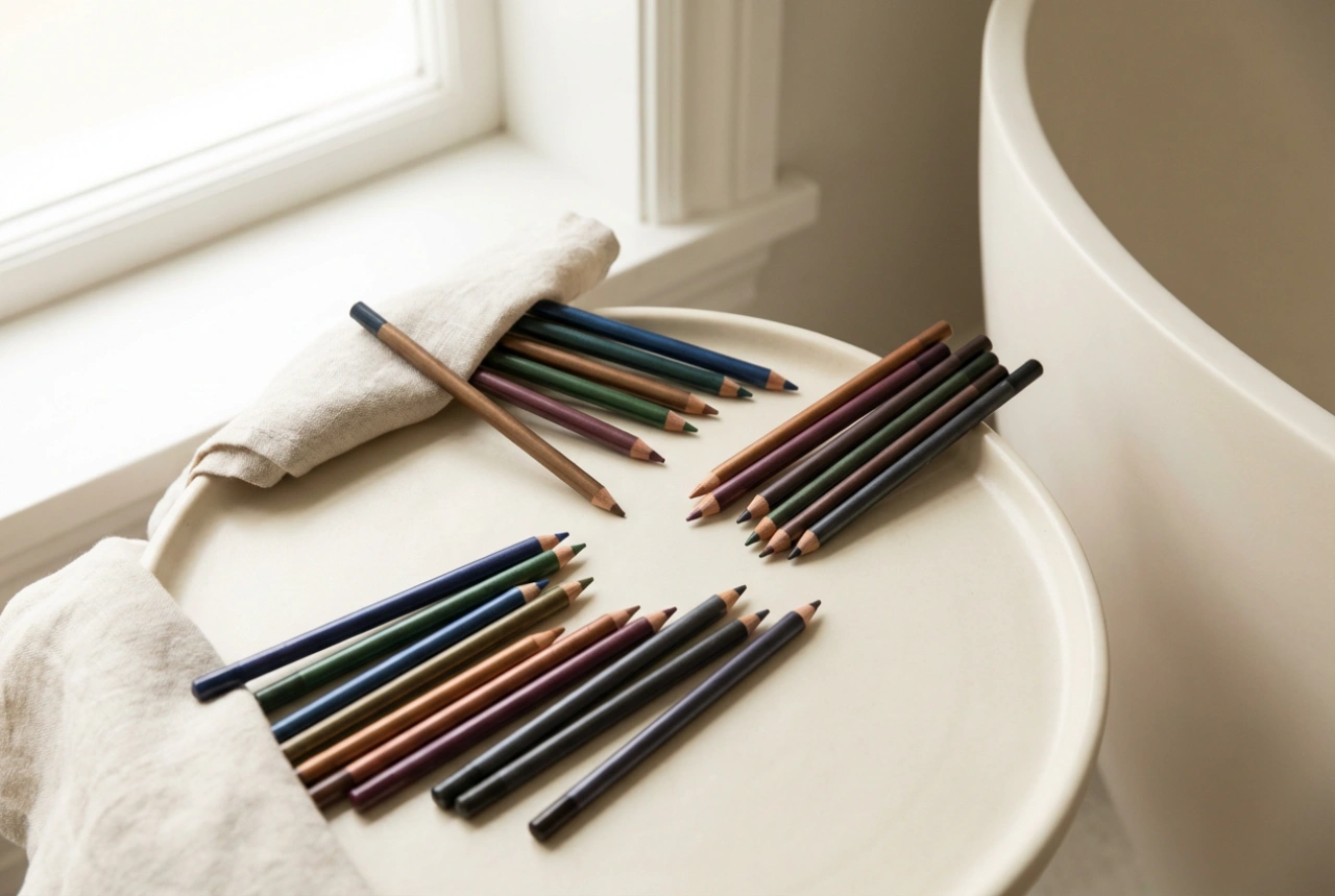 Barvna svinčnika za oči: harmonične barvne kombinacije in obstojni nanosi